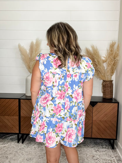 "Flower Shop"  Ruffle Cap Sleeve Floral Tiered
