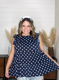 "Compatible" Flutter Sleeve Tiered Top