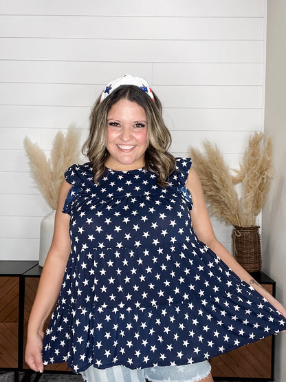 "Compatible" Flutter Sleeve Tiered Top