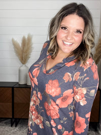Dear Scarlett "Walk Away" Floral Long Sleeve Split Neck