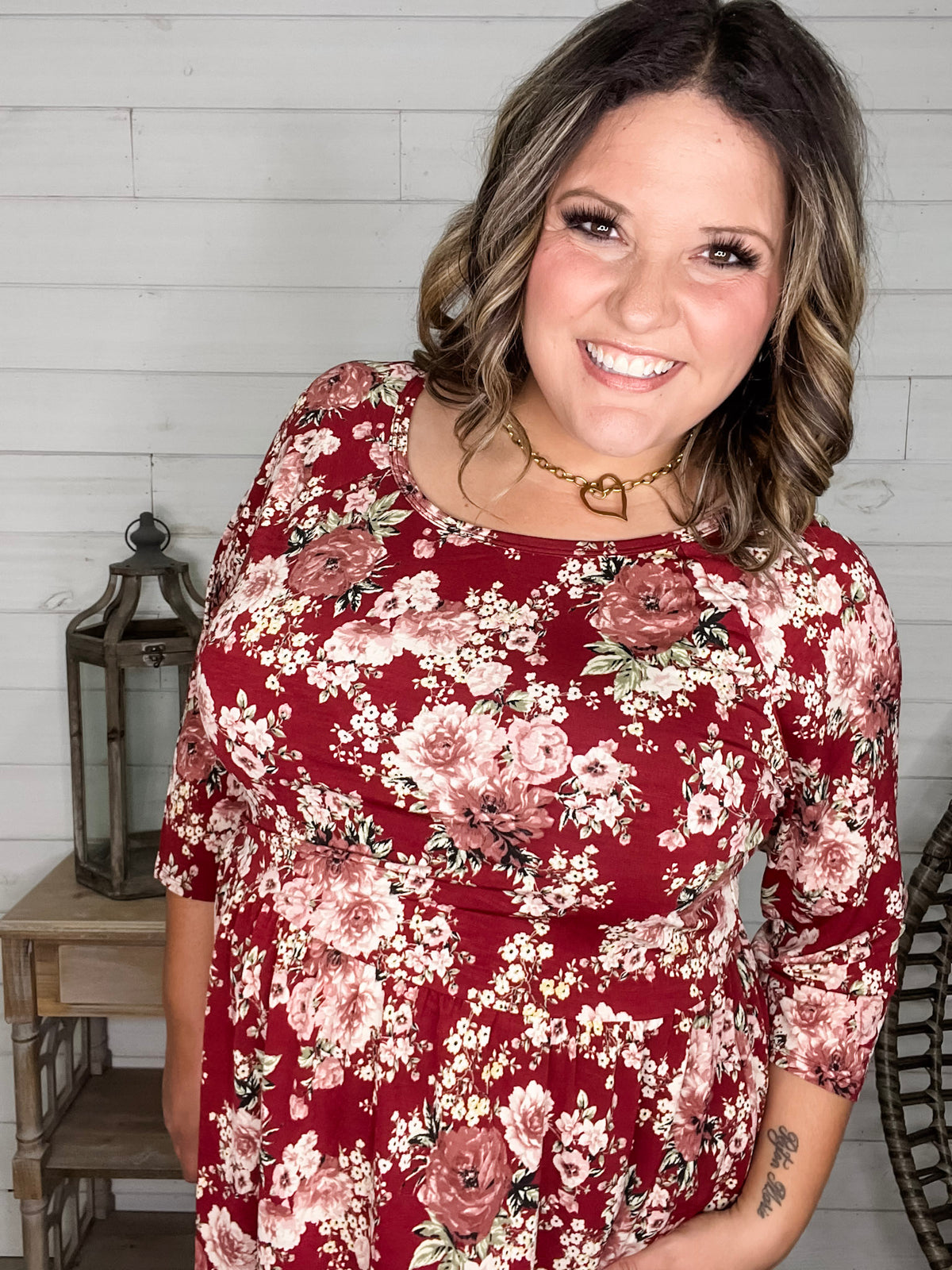 Dear Scarlett "Tammie" Floral 3/4 Sleeve Babydoll