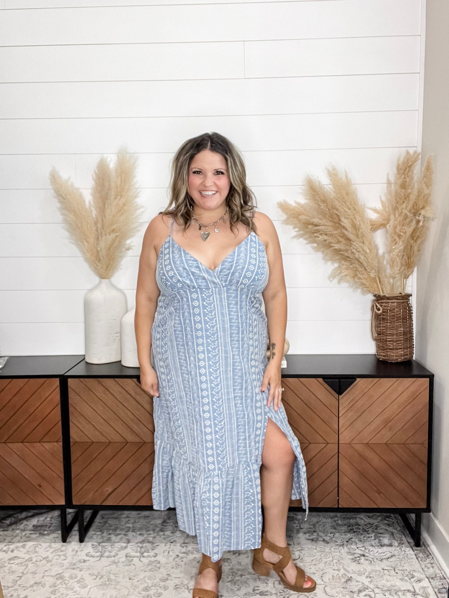 "Small Town" Embroidered Maxi Slip Dress