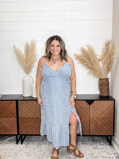 "Small Town" Embroidered Maxi Slip Dress
