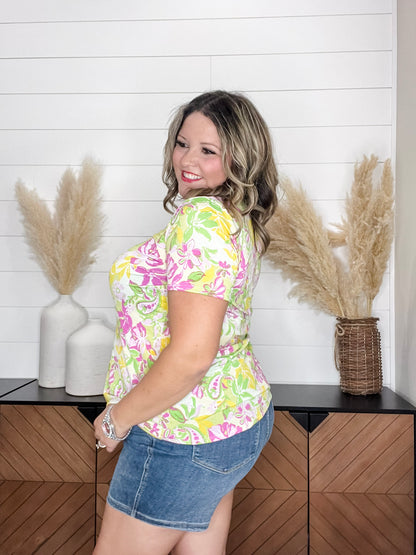 "Boulder" Short Sleeve V Neck Boyfriend Style
