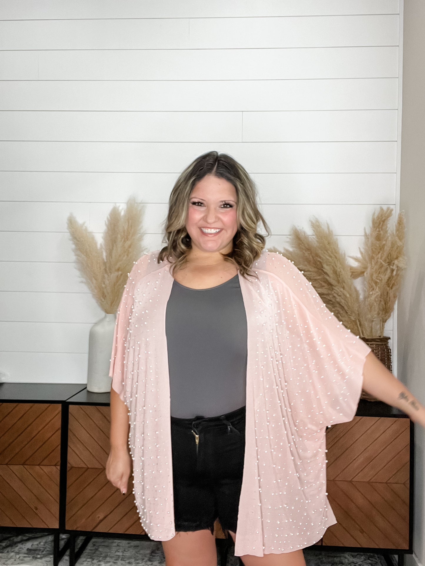 "Glamour" Studs and Pearls Gauzy Cardigan (Multiple Colors)