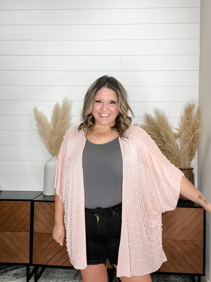 "Glamour" Studs and Pearls Gauzy Cardigan (Multiple Colors)