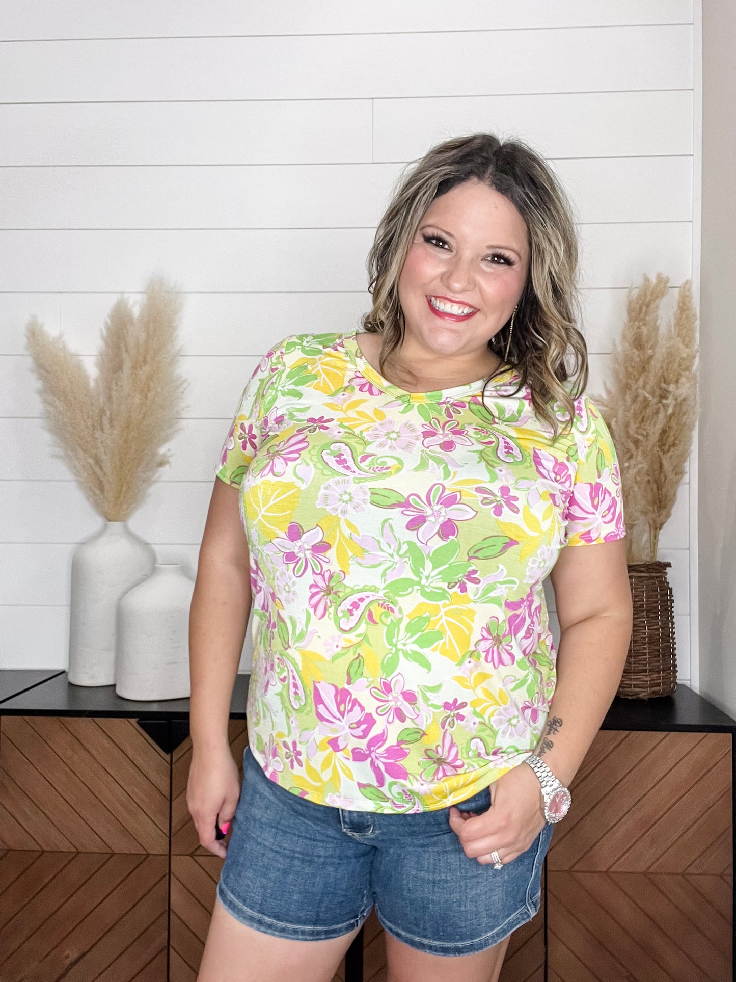 "Boulder" Short Sleeve V Neck Boyfriend Style