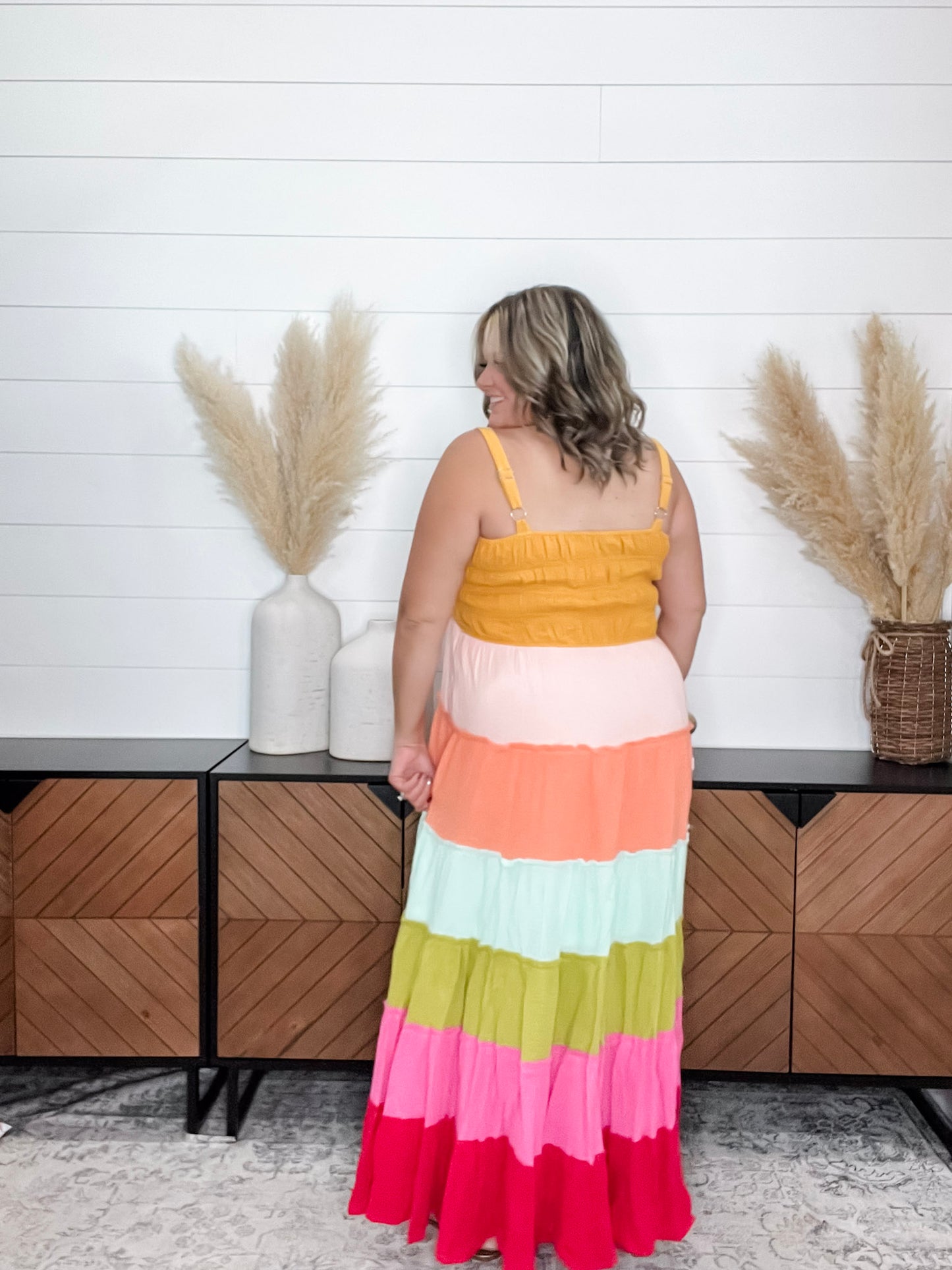"Sweetness" Smocked Adjustable Strap Maxi Dress