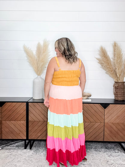 "Sweetness" Smocked Adjustable Strap Maxi Dress