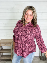 "Wasp" 3/4 Sleeve Split Neck
