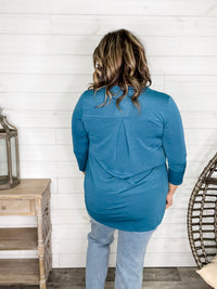 "Oh We Did" 3/4 Sleeve Split Neck (Teal)