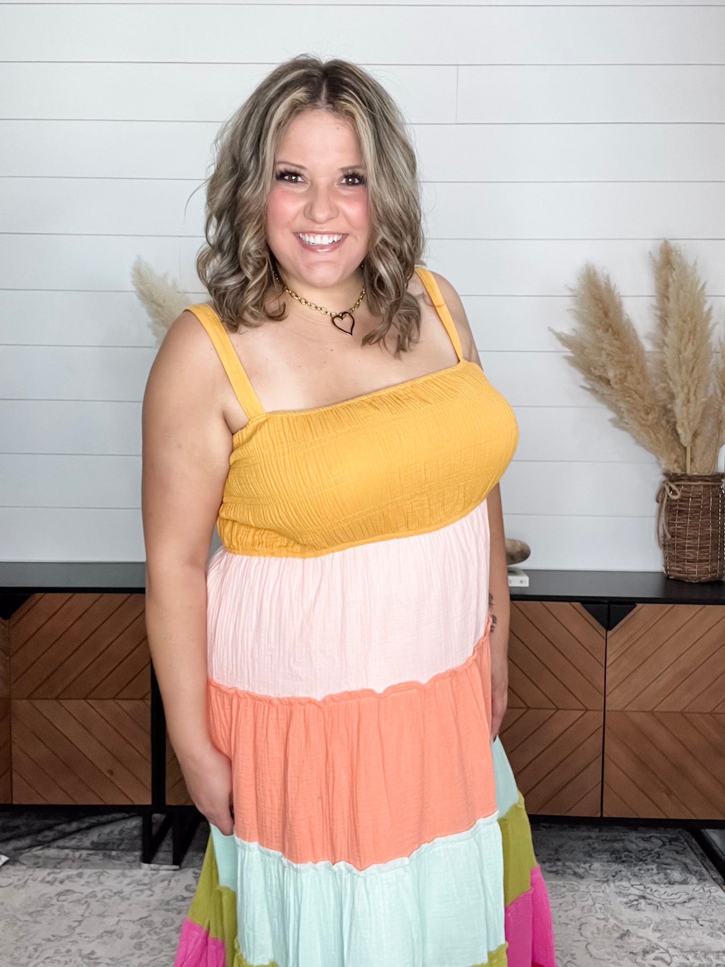 "Sweetness" Smocked Adjustable Strap Maxi Dress