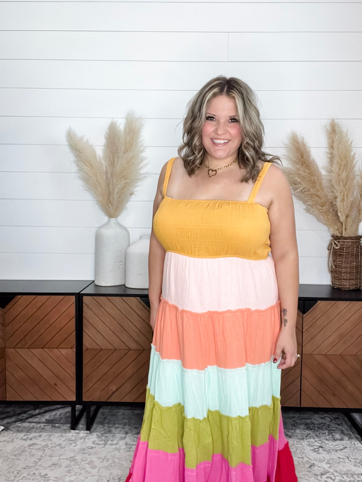 "Sweetness" Smocked Adjustable Strap Maxi Dress
