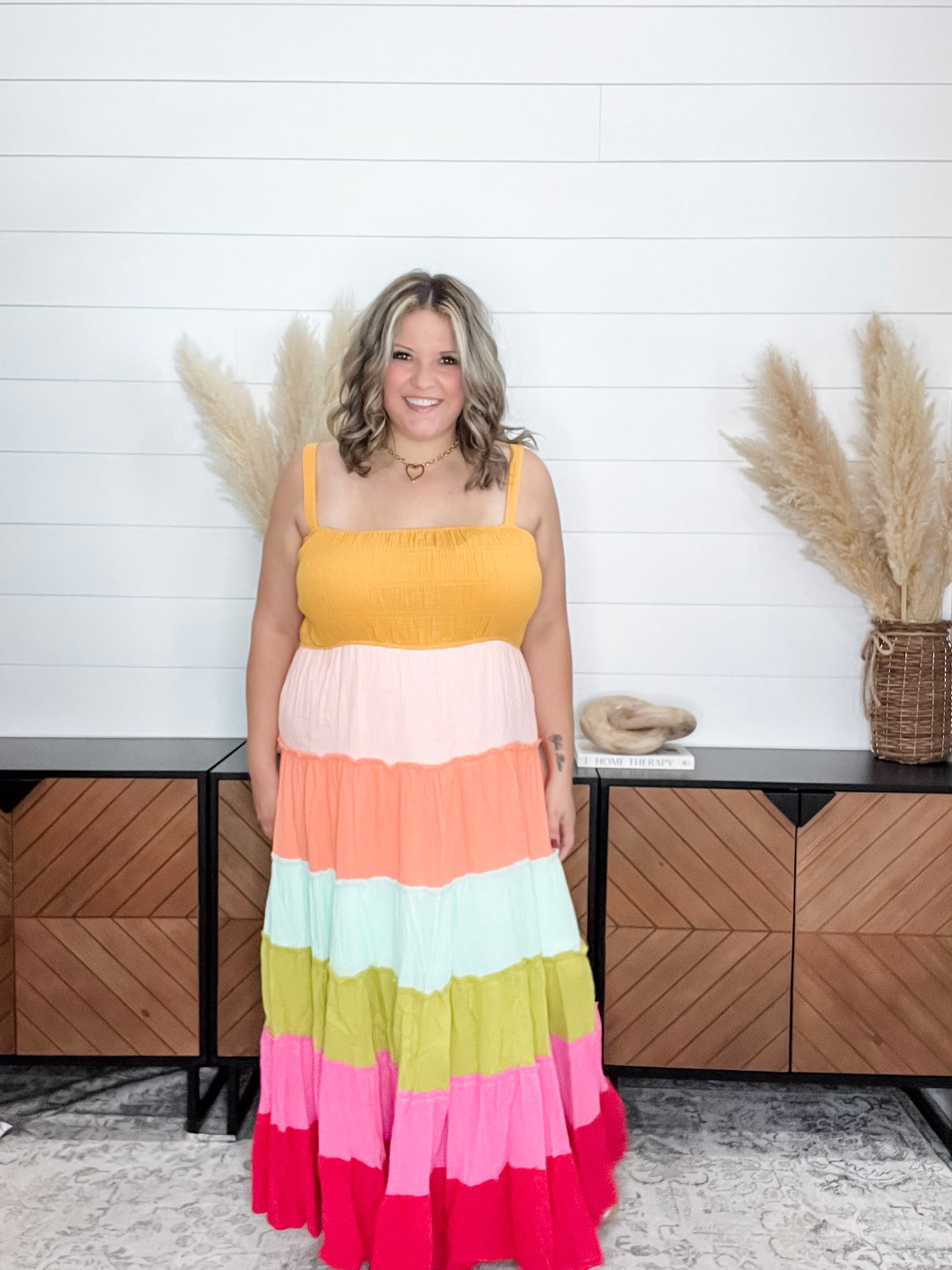 "Sweetness" Smocked Adjustable Strap Maxi Dress