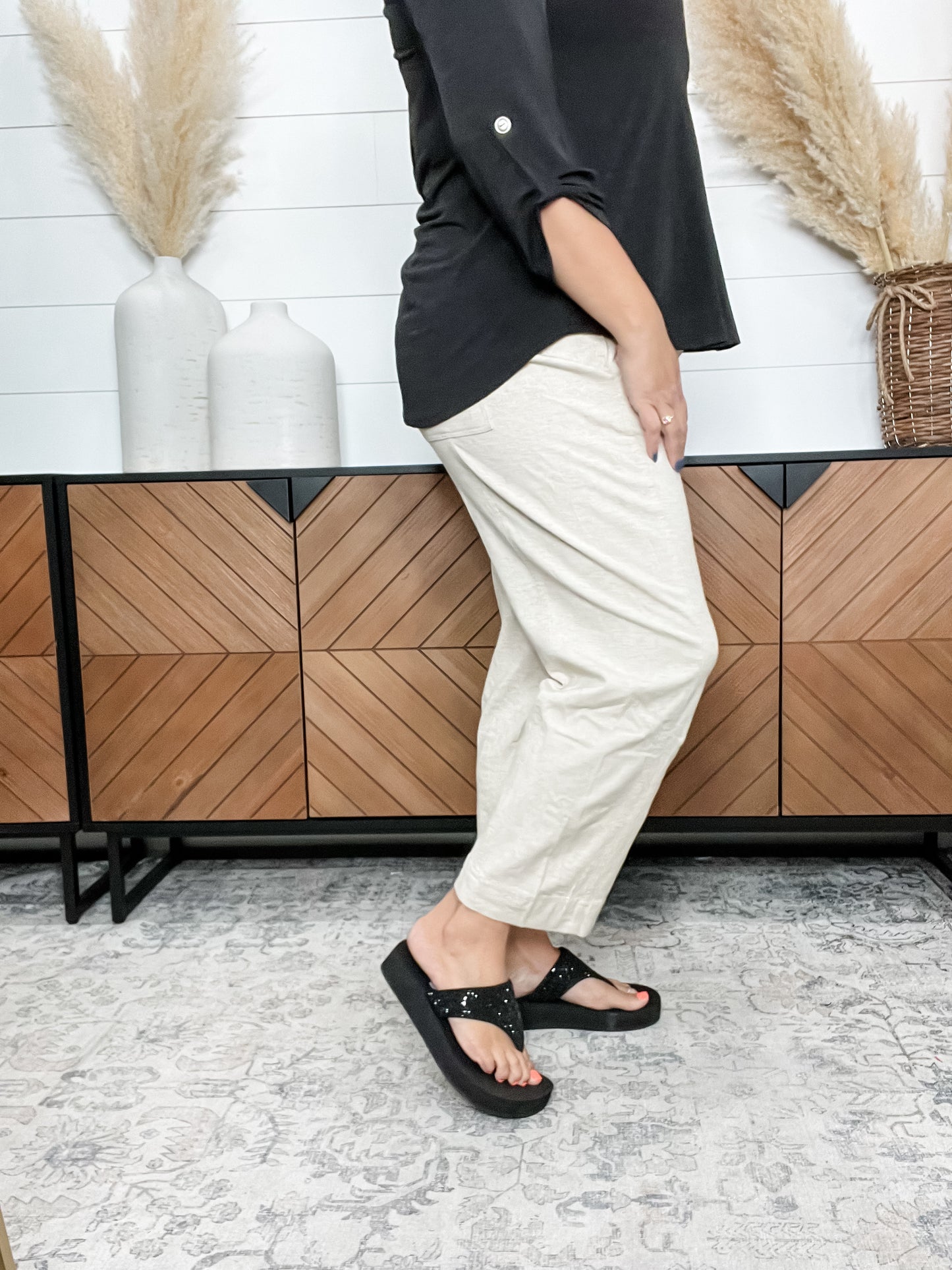 "Hourglass" Drawstring Elastic Waistband Lounge Pants