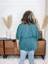 Dear Scarlett "Here We Go Again" V Neck 3/4 Bell Sleeve (Hunter Green)