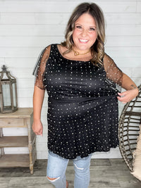 "Eras" Pearl Mesh Lined Tunic / Dress (Black)