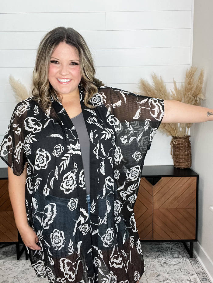 "Fidget" Floral Kimono Cover Up