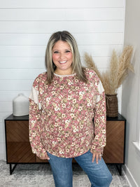 "Sparse" Floral Thermal Knit Top