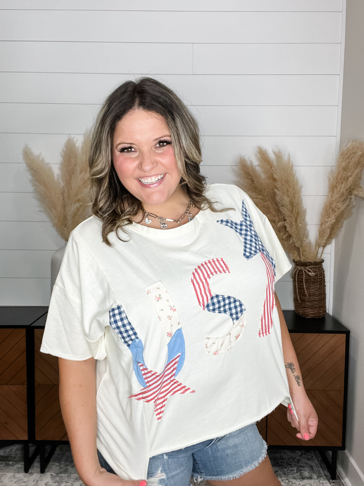 Bibi Patchwork "USA" Oversized Short Sleeve