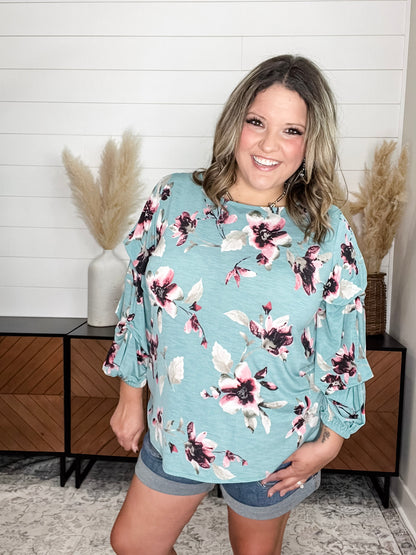 "Brooks" Floral Scrunch Sleeve