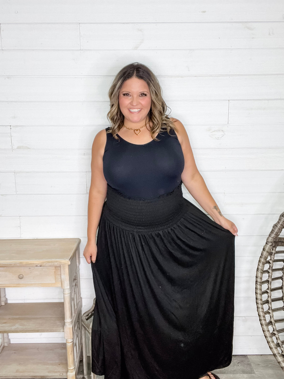 Smocked Waist Maxi Skirt / Tube Dress with Pockets