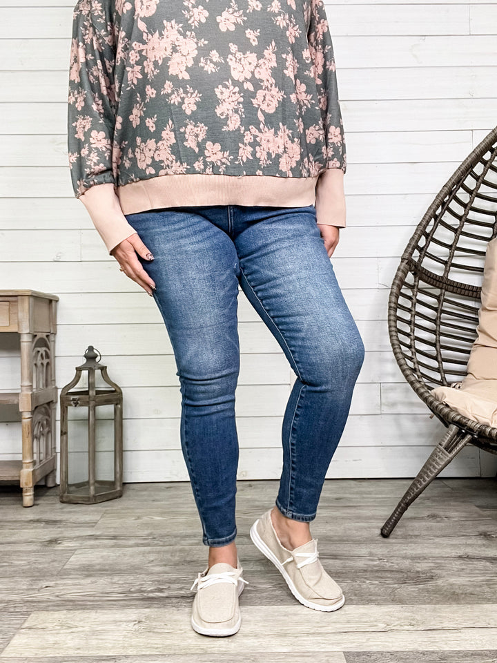Judy Blue "Yoked and Stoked" Dark Wash Yoke Skinny Jeans