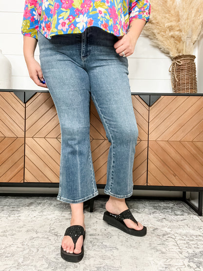 Judy Blue "Sally Mae" Tummy Control Cropped Kick Flare Jeans
