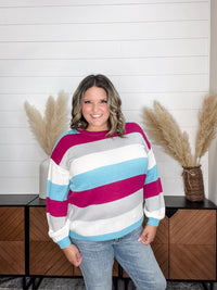 "Quote" Long Sleeve Striped Sweater
