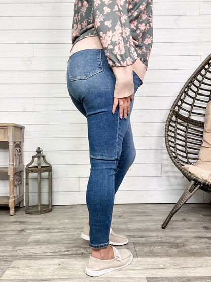 Judy Blue "Yoked and Stoked" Dark Wash Yoke Skinny Jeans
