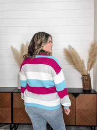 "Quote" Long Sleeve Striped Sweater