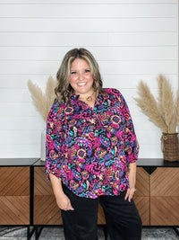 Dear Scarlett "Beetle" 3/4 Sleeve Split Neck