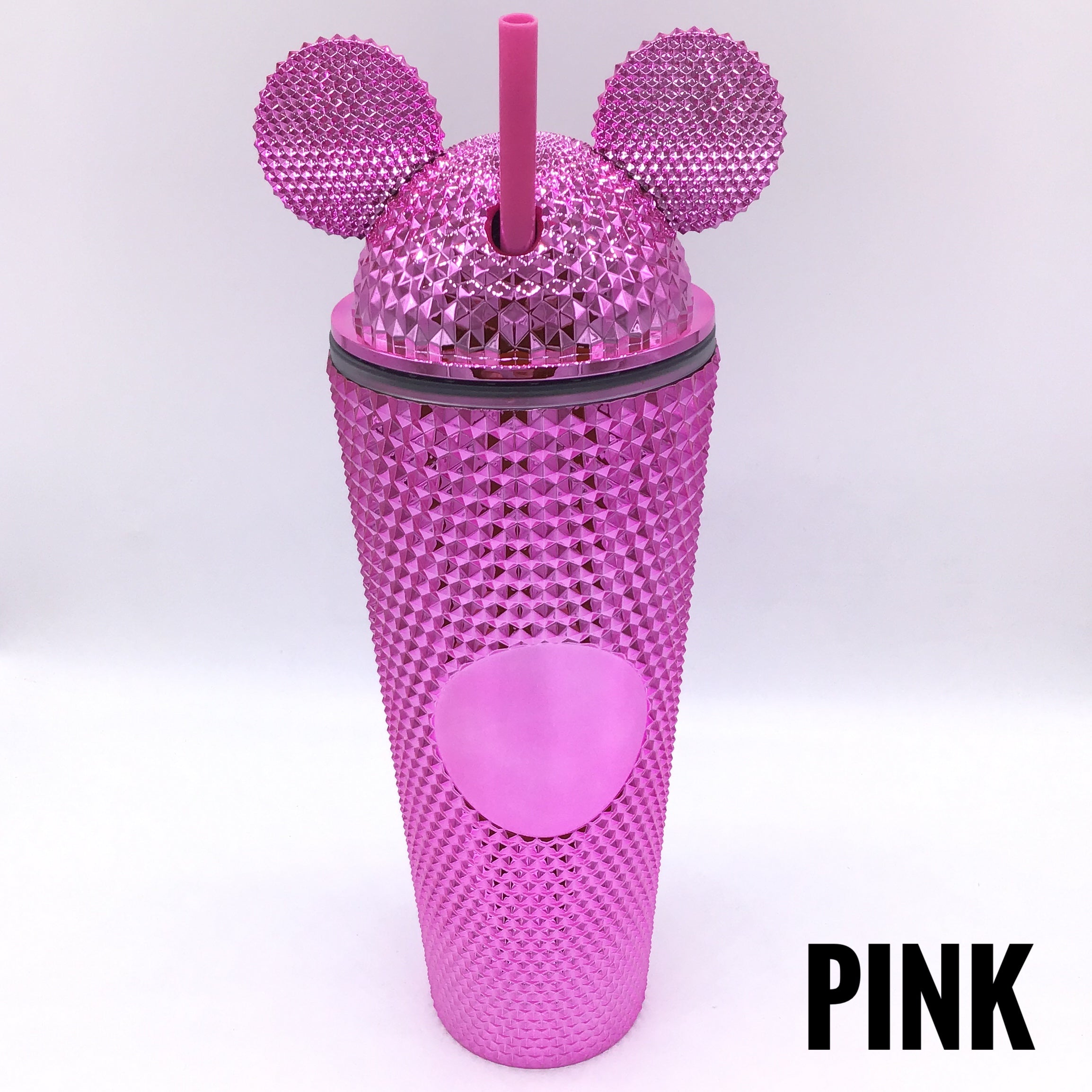 24 Ounce Studded Tumbler with Ears Lid (Multiple Colors)-Lola Monroe Boutique