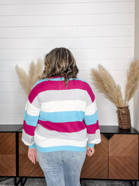 "Quote" Long Sleeve Striped Sweater