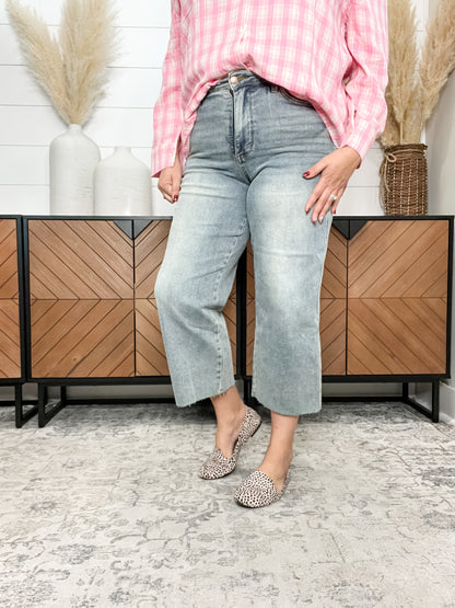 Judy Blue "Smashing and Dashing" Tummy Control Wide Leg Crop