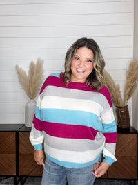 "Quote" Long Sleeve Striped Sweater