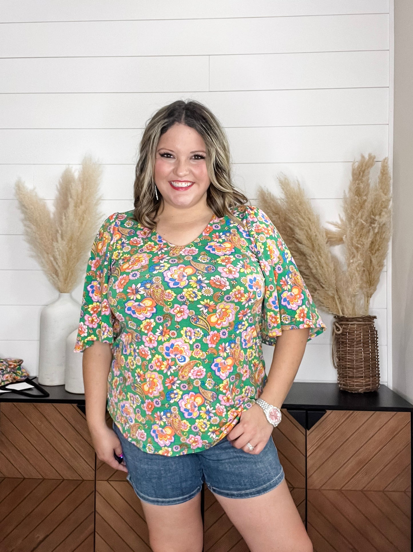 "Taken" Short Ruffled Sleeve U Neck