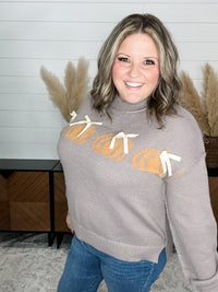 Pumpkins and Lace Bows Long Sleeve Sweater