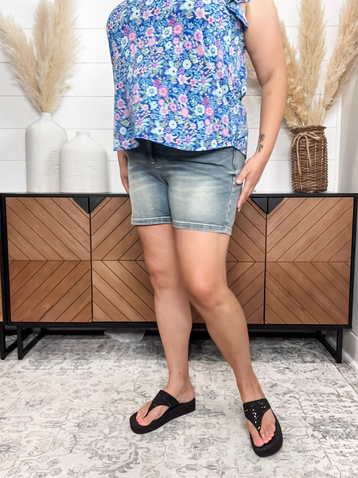 Judy Blue "Love Them" V-Front  Mid Thigh Shorts