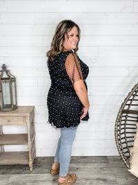 "Eras" Pearl Mesh Lined Tunic / Dress (Black)