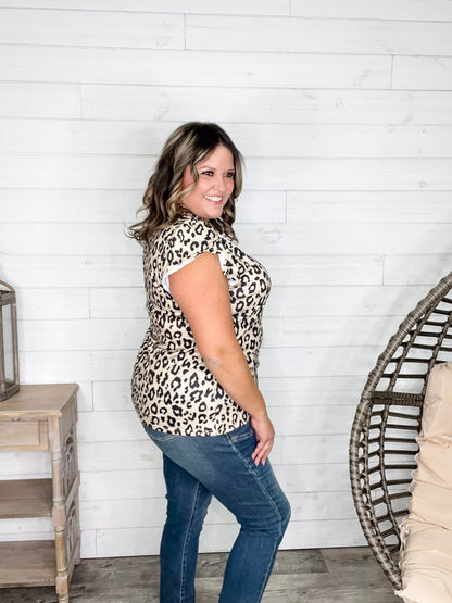 "Just The Beginning Chapter Two" Tulip Sleeve V Neck (Animal Print)