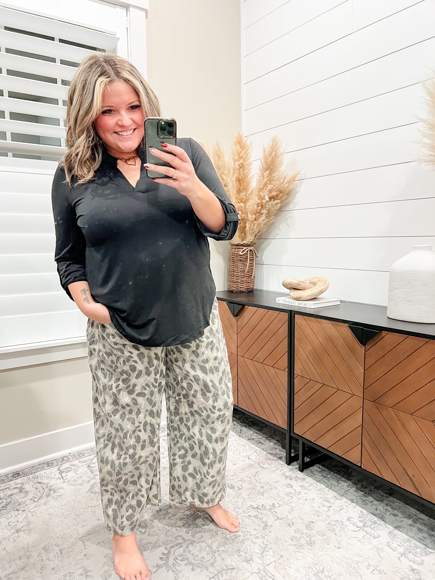 Leopard Print Wide Leg Denim