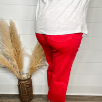 Judy Blue "Seeing Red" Tummy Control Wide Leg Crops