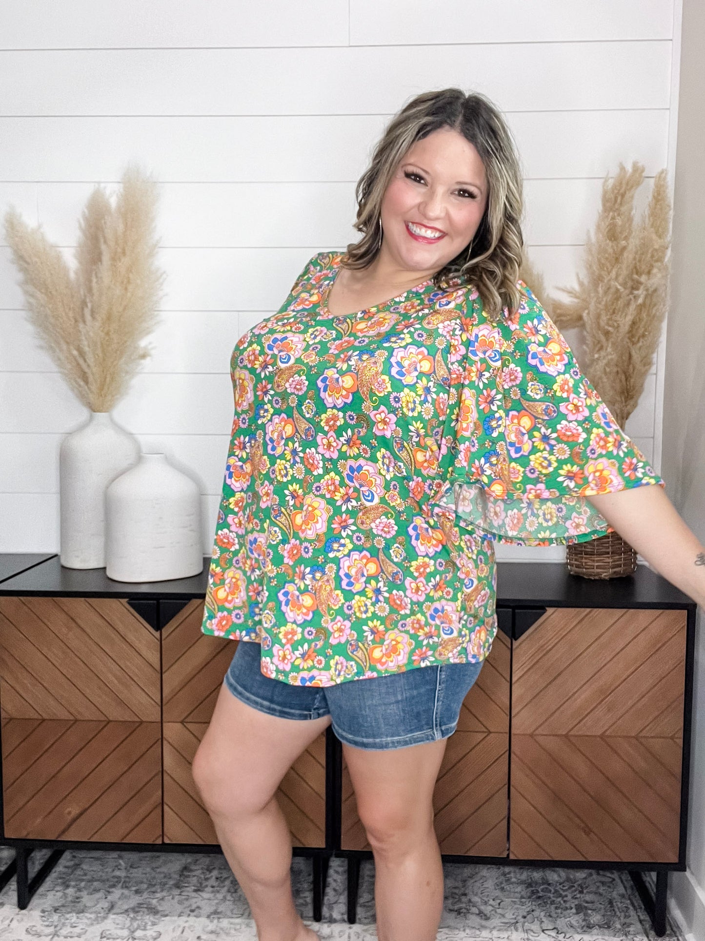 "Taken" Short Ruffled Sleeve U Neck