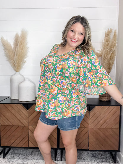 "Taken" Short Ruffled Sleeve U Neck