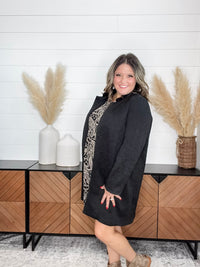 Dear Scarlett "Amara" Jacquard Midi Coat with Pockets (Black)