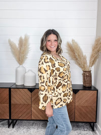 "Switch Up" Animal Print V Neck Tulip Sleeve