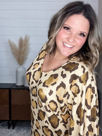 "Switch Up" Animal Print V Neck Tulip Sleeve