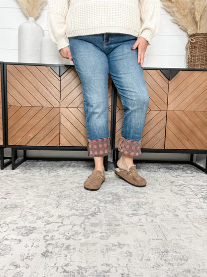 Judy Blue "Find The Buffalo" Cuff Straight Leg Jeans