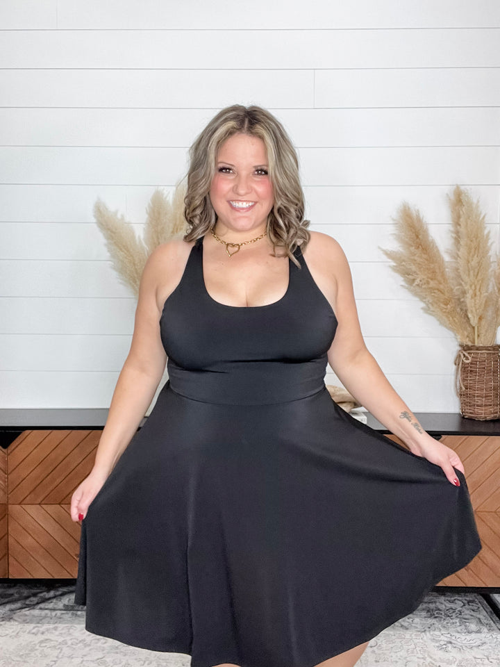 "Darby" Criss Cross Back Dress with Built in Bra